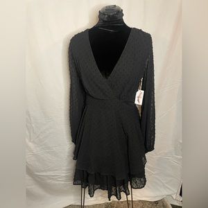 NWT Jessica Simpson deep V little black dress Mini Size Large